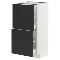 IKEA METOD / MAXIMERA(494.982.58) шафа для підлоги з 2 ящиками, білий/Nickebo матовий антрацит