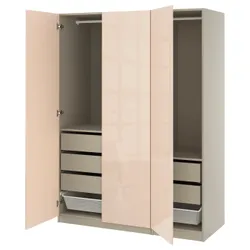 IKEA PAX / FARDAL(895.908.58) Комбінація гардеробу, Сірий -коре/світло -помаранчевий блиск