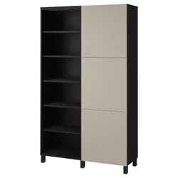 IKEA BESTÅ(394.217.02) поєднання з дверима, чорно-коричневий / Lappviken світло-сіро-бежевий