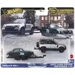 Транспорт команди HOT WHEELS №74 JBM29 Jaguar MK1 + Land Rover Defender 2023 року випуску JBM29