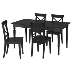 IKEA ROSENTORP / ROSENTORP(096.101.29) стіл і 4 стільці, чорний/чорний