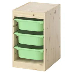 IKEA TROFAST(395.732.72) Полиця з контейнерами, Світла сосна, фарбована білим/світло -зеленим