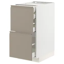 IKEA METOD / MAXIMERA(294.924.41) Шафа з 2 фасадами/2 низьким/середнім/високим ящиком, білий/Upplöv матовий темно-бежевий