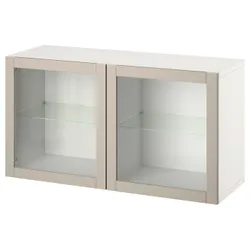 IKEA BESTÅ(994.408.54) комбінування навісних шаф, біле Сіндвік / світло-сіре / бежеве прозоре скло