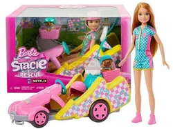 Лялька Барбі Стейсі в картингу з собакою HRM08