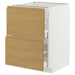 IKEA METOD / MAXIMERA(295.389.05) шафа з підлогою з 2 фасадами/2 високими ящиками, білий/імітація Воксторпа дуб