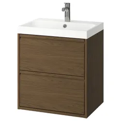 IKEA ÄNGSJÖN / BACKSJÖN(895.140.39) тумба під умивальник з ящиками/мийкою/змішувачем, коричнева імітація дуб