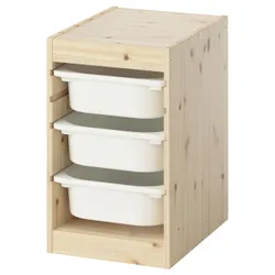 IKEA TROFAST(495.732.57) Полиця з контейнерами, легка сосна, пофарбована в білий/білий