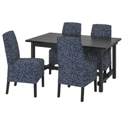 IKEA NORDVIKEN / BERGMUND(394.082.82) стіл та 4 стільці, чорний/Ріран темно-синій