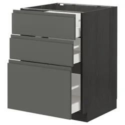 IKEA METOD / MAXIMERA (193.109.84) тумба стояча з 3 ящиками, чорний / Voxtorp темно-сірий
