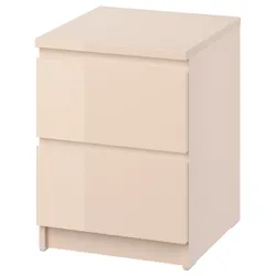 IKEA MALM(806.045.72) комод, 2 ящики, світло -помаранчевий/глос