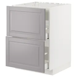 IKEA METOD / MAXIMERA(794.777.54) стояча шафа / витяжка з ящиками, білий / Bodbyn сірий