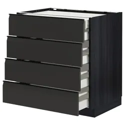 IKEA METOD / MAXIMERA(094.955.82) Шафа з 4 фасадами/2 низькими/3 середніми ящиками, чорний/Upplöv матовий антрацит