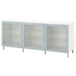 IKEA BESTÅ(094.217.70) поєднання з дверима, біле прозоре скло Glassvik/Ösarp/світло-сіро-блакитне