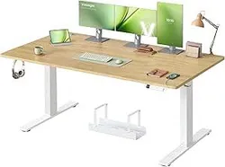 Електричний стіл VASAGLE з регульованою висотою, 160 x 80 см, з портом USB-C, підставкою з живленням, нагадуванням про сидячий