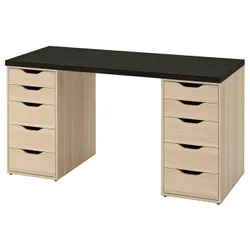 IKEA LAGKAPTEN / ALEX(194.321.98) стіл, Czarnybrąz/дуб, пофарбований білим