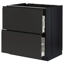IKEA METOD / MAXIMERA(494.954.53) Шафа з 2 фасадами/2 високими ящиками, чорний/Upplöv матовий антрацит