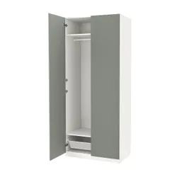 IKEA PAX / REINSVOLL(594.803.09) гардероб, білий / сіро-зелений