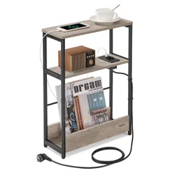 Вузький сірий бічний стіл із силовою смугою