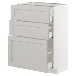 IKEA METOD / MAXIMERA (492.742.63) тумба стояча з 3 ящиками, білий / Lerhyttan світло-сірий