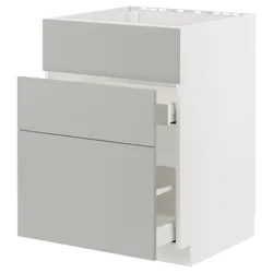 IKEA METOD / MAXIMERA(895.380.35) тумба, раковина + 3 фасади/2 ящики, білий/Хавсторп світло-сірий
