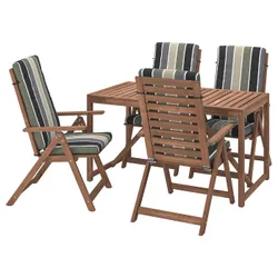 IKEA NÄMMARÖ(595.445.42) стіл + 4 стулки стільці, на відкритому повітрі, світло-коричнева морилка/Фресен/Дувхольмен у смужку