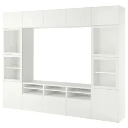 IKEA BESTÅ(594.112.45) комбінація для телевізора / скляні двері, біле прозоре скло Sutterviken / Sindvik