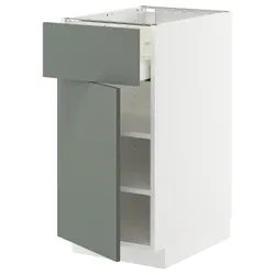 IKEA METOD / MAXIMERA(195.654.14) шафа ящики/двері, білий/Nickebo матовий сіро-зелений