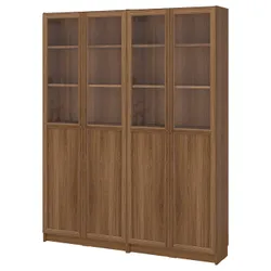 IKEA BILLY / OXBERG(695.818.12) комбінація полиць з дверцятами, панель/скло, імітація коричневого горіха