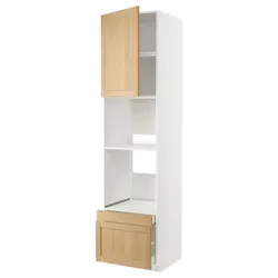 IKEA METOD / MAXIMERA(795.095.71) висока духова шафа/для духовки з дверцятами/2 ящики, білий/Дуб Форсбака