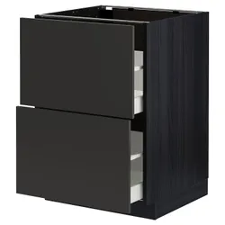 IKEA METOD / MAXIMERA(694.981.15) Шафа з 2 фасадами/2 високими ящиками, чорний/Nickebo матовий антрацит