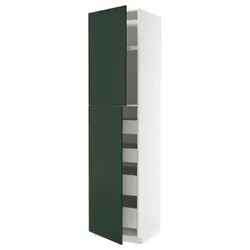 IKEA METOD / MAXIMERA(595.573.89) висока шафа з 2 дверцятами/4 ящиками, білий/Хавсторп темно-зелений