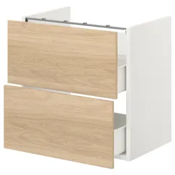 IKEA ENHET(493.223.44) тумба під умивальник з 2 ящиками, білий / імітація дуб
