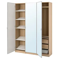 IKEA PAX / ÅHEIM(393.361.91) комбінований гардероб, ефект білого дуба/дзеркало