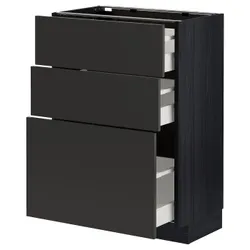 IKEA METOD / MAXIMERA(594.973.81) нижня шафа з 3 ящиками, чорний/матовий антрацит Nickebo