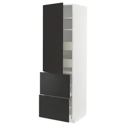 IKEA METOD / MAXIMERA(994.990.19) висока шафа з полицею/4 ящики/двері/2 фасади, білий/Nickebo матовий антрацит