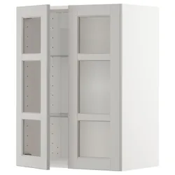 IKEA METOD(894.562.80) напівпансіон / 2 скляних двері, білий / Lerhyttan світло-сірий