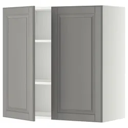 IKEA METOD(094.679.80) навісна шафа з полицями / 2 двер, білий / Bodbyn сірий