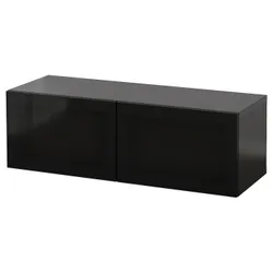 IKEA BESTÅ(994.410.85) комбінування навісних шаф, чорно-коричневий Glassvik / чорне скло