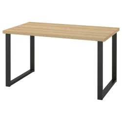 IKEA SKÅLSTA(996.082.35) стіл, іміту. дуб/у формі букви на чорному сірому