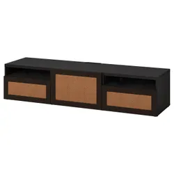 IKEA BESTÅ(694.203.10) Тумба під телевізор з ящиками та дверцятами, чорно-коричневий/дубовий шпон Studsviken