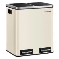 SONGMICS Кухонний бак для сміття, 2 х 15 л, селективна система сортування, 2 відділення, урна для сміття, педальний бак, для