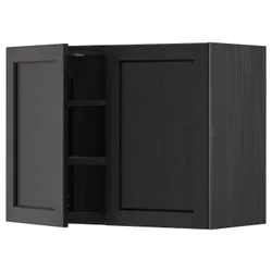 IKEA METOD(694.664.40) навісна шафа з полицями / 2 двер, чорний / Lerhyttan чорний тонований