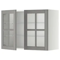 IKEA METOD(893.949.56) напівпансіон / 2 скляних двері, білий / Bodbyn сірий