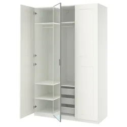 IKEA PAX / KAMMARTORP/GRIMO(495.725.35) Комбінація гардеробу, біле/біле дзеркало