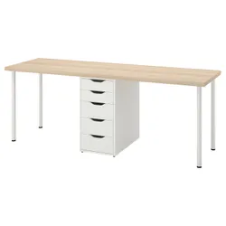 IKEA LAGKAPTEN / ALEX(096.076.69) стіл, Білий/білий пофарбований дуб