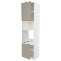 IKEA METOD(194.921.87) Вал високий/мікро 2др/пол, білий/Upplöv матовий темно-бежевий