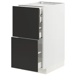 IKEA METOD / MAXIMERA(094.979.20) Шафа з 2 фасадами/2 низьким/середнім/високим ящиком, білий/Nickebo матовий антрацит