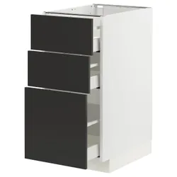 IKEA METOD / MAXIMERA(494.989.94) шафа для підлоги з 3 ящиками, білий/Nickebo матовий антрацит