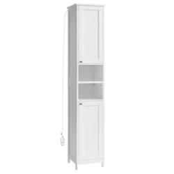 Вузька шафа для ванної кімнати з освітленням